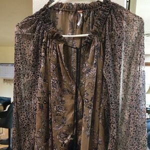 Free People Sheer Long Sleeve Blouse